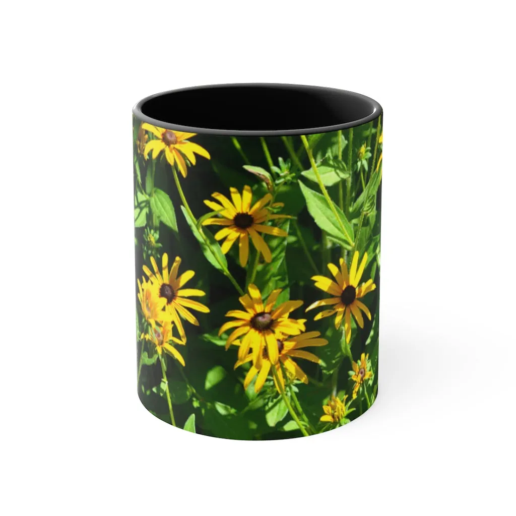 Yellow Flowers Accent Coffee Mug, 11oz