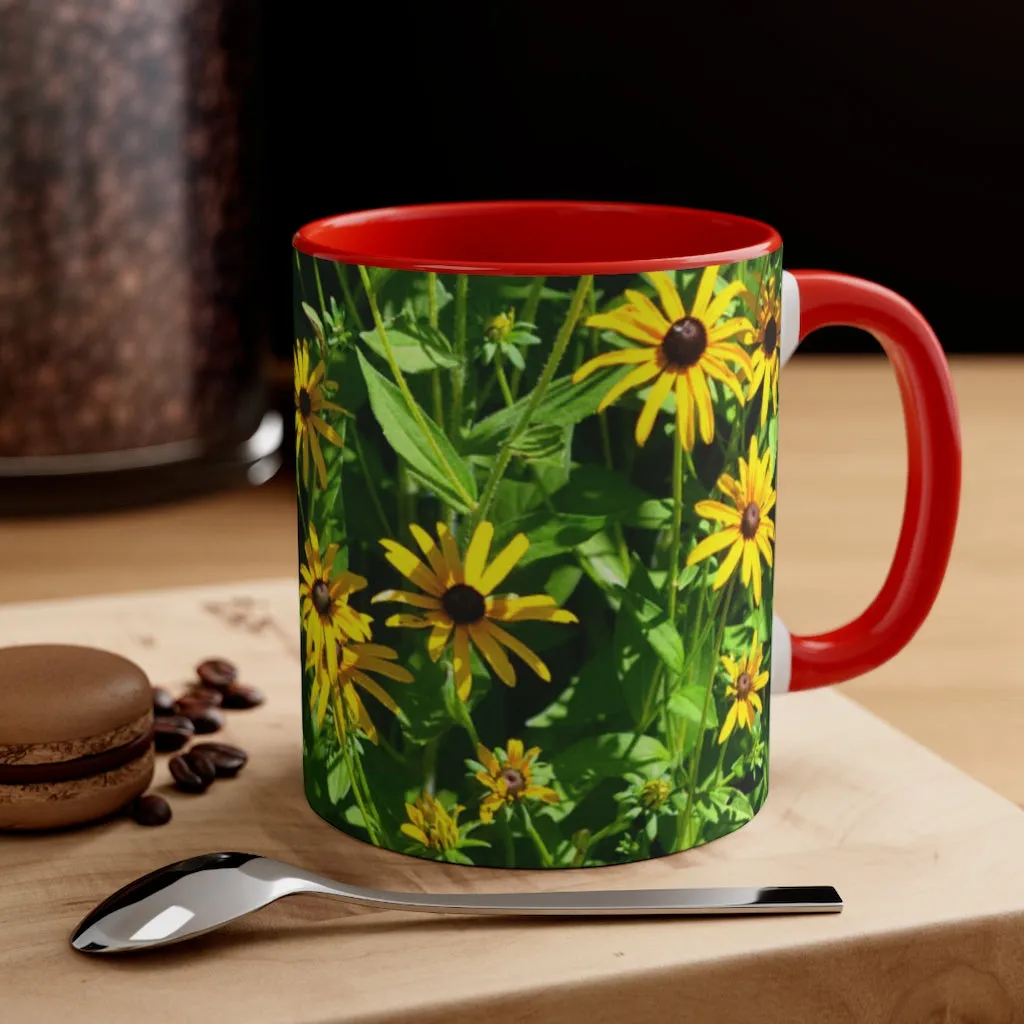 Yellow Flowers Accent Coffee Mug, 11oz