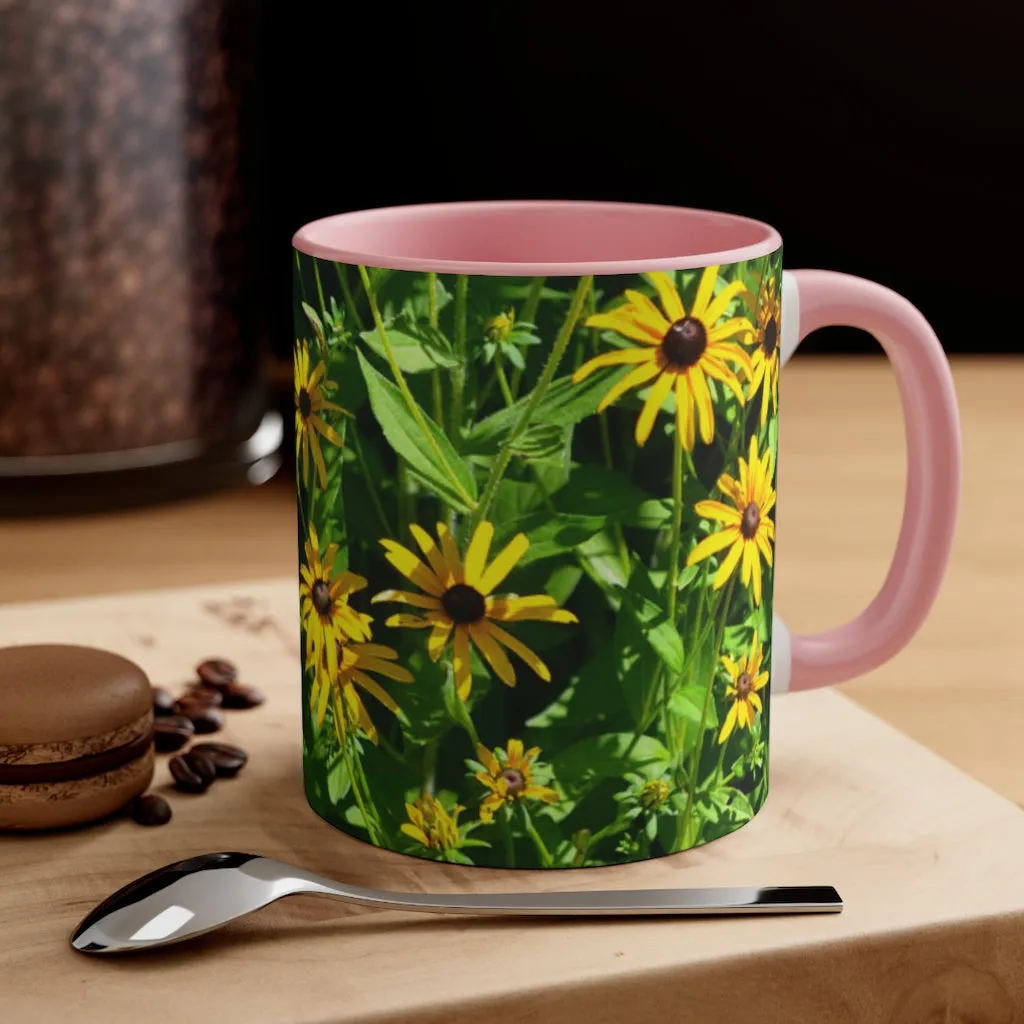 Yellow Flowers Accent Coffee Mug, 11oz