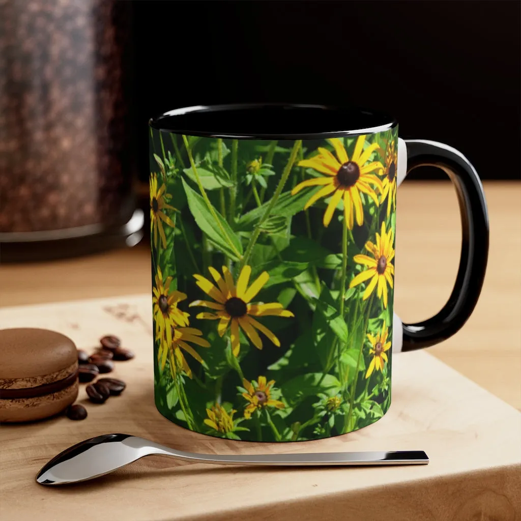 Yellow Flowers Accent Coffee Mug, 11oz