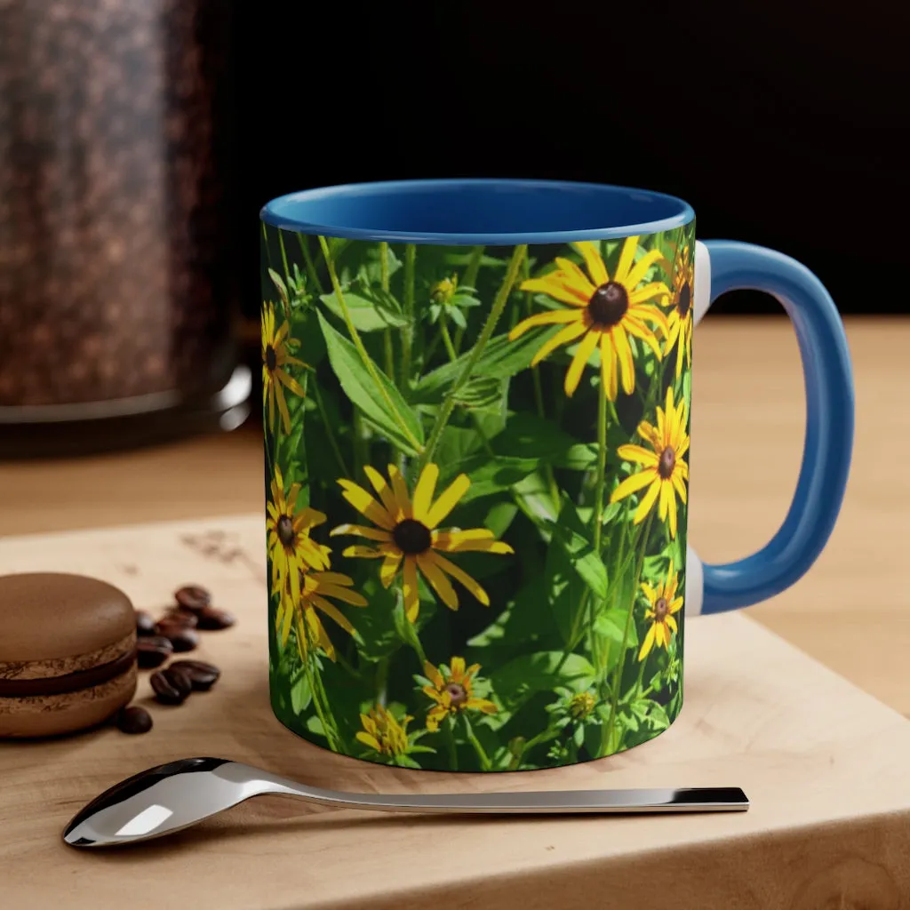 Yellow Flowers Accent Coffee Mug, 11oz