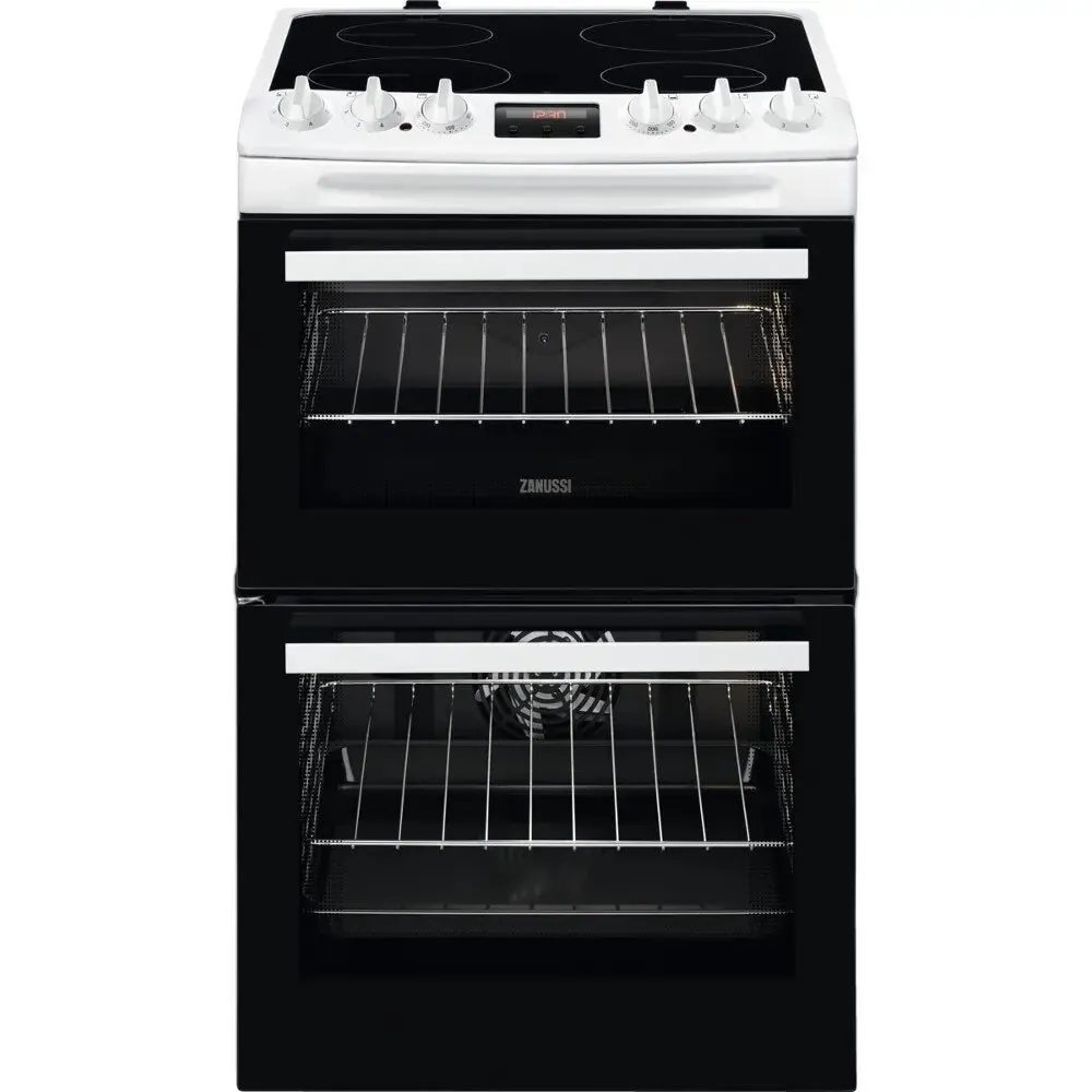 Zanussi ZCV46250WA Double Oven Cooker with Ceramic Hob - White