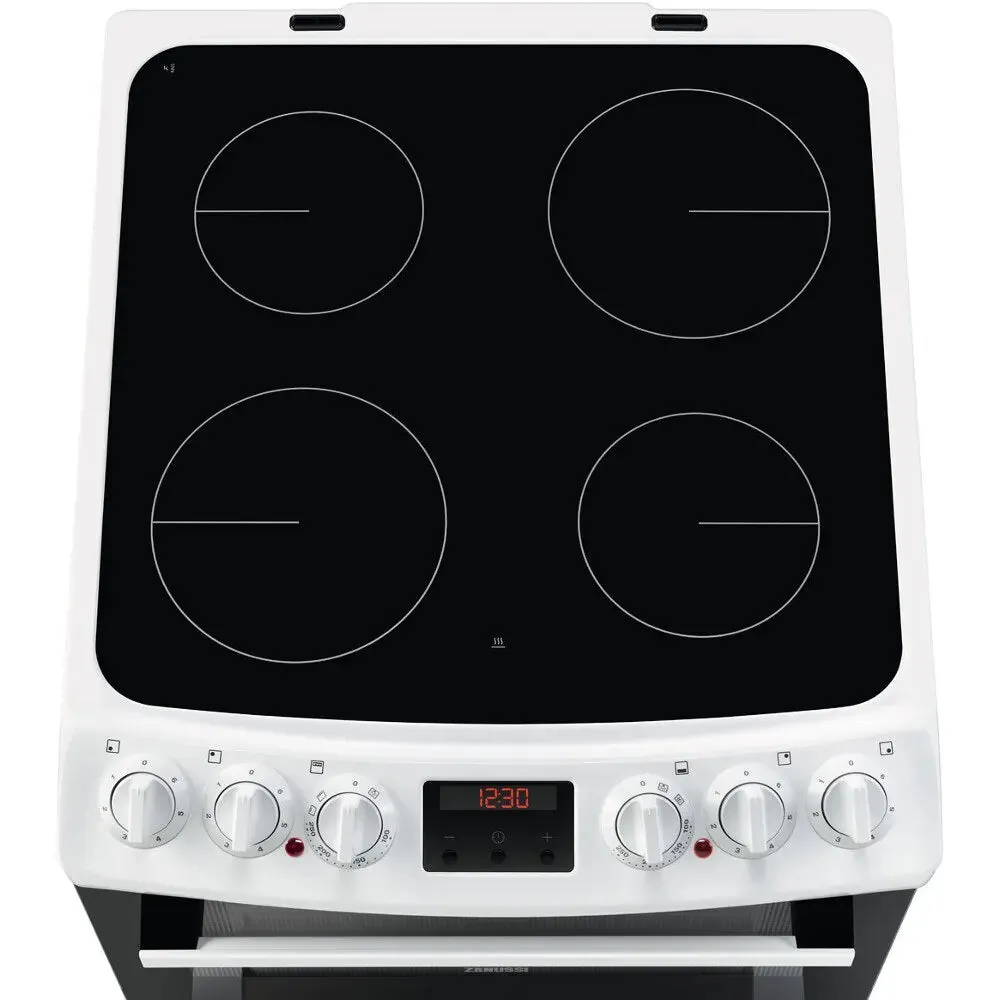 Zanussi ZCV46250WA Double Oven Cooker with Ceramic Hob - White