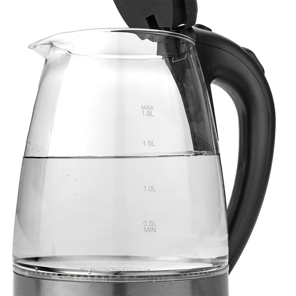 ZOKOP 1.8L Electric Glass Kettle with Filter Black