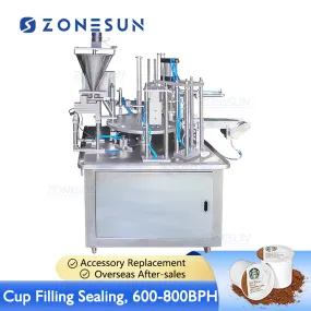 ZONESUN ZS-GF900C Rotary Water Milk Cup Liquid Coffee Capsule Filling Sealing Machine